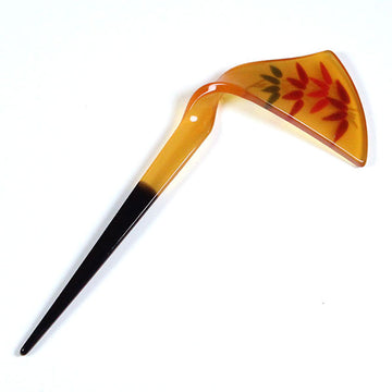 Yellow Acrylic Twist Geisha Hair Stick Fork Leaves